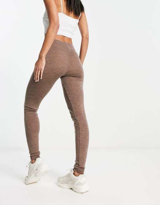 Lindex merino wool base layer leggings in brown heather