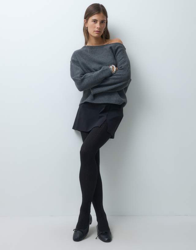 Lindex mini cable knit tights in black | ASOS