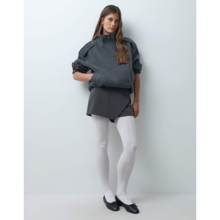 Lindex mini cable knit tights in white | ASOS