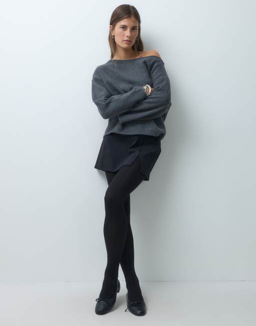 Lindex Mini-Strumpfhose mit Zopfmuster in Schwarz, 2 von 3