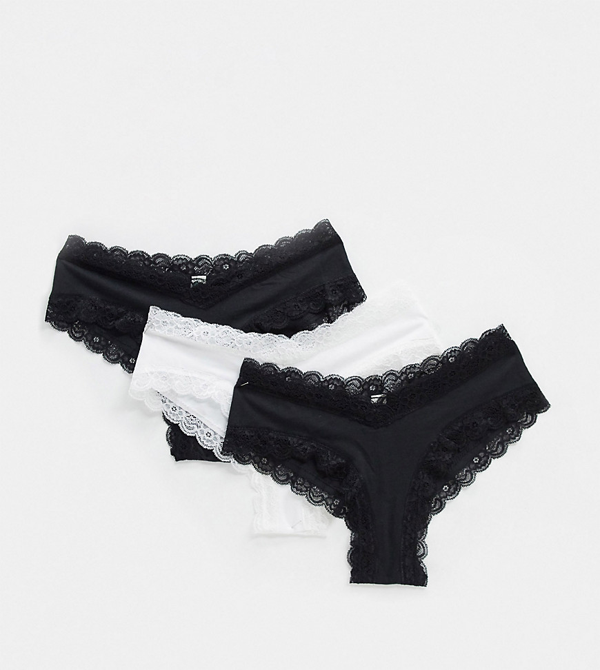 Lindex Mom 3-pack organic cotton blend underbump briefs in black & white-Multi