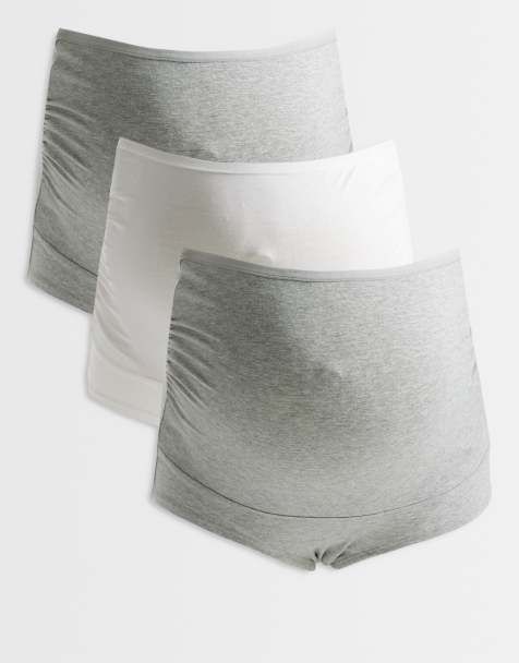 Lindex – MOM – 3er-Pack Umstands-Unterhosen in Grau und Weiß - view 1