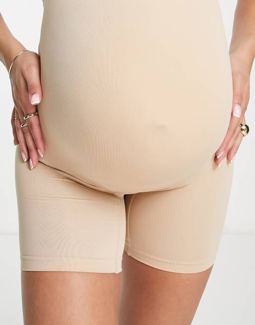 Lindex - MOM - Beige sømløse graviditets-leggingsshorts med taljekant over maven i nylonblanding - BEIGE