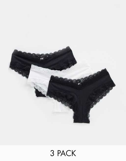 Lindex Mom cotton under the bump 3 pack knickers in black and white ...