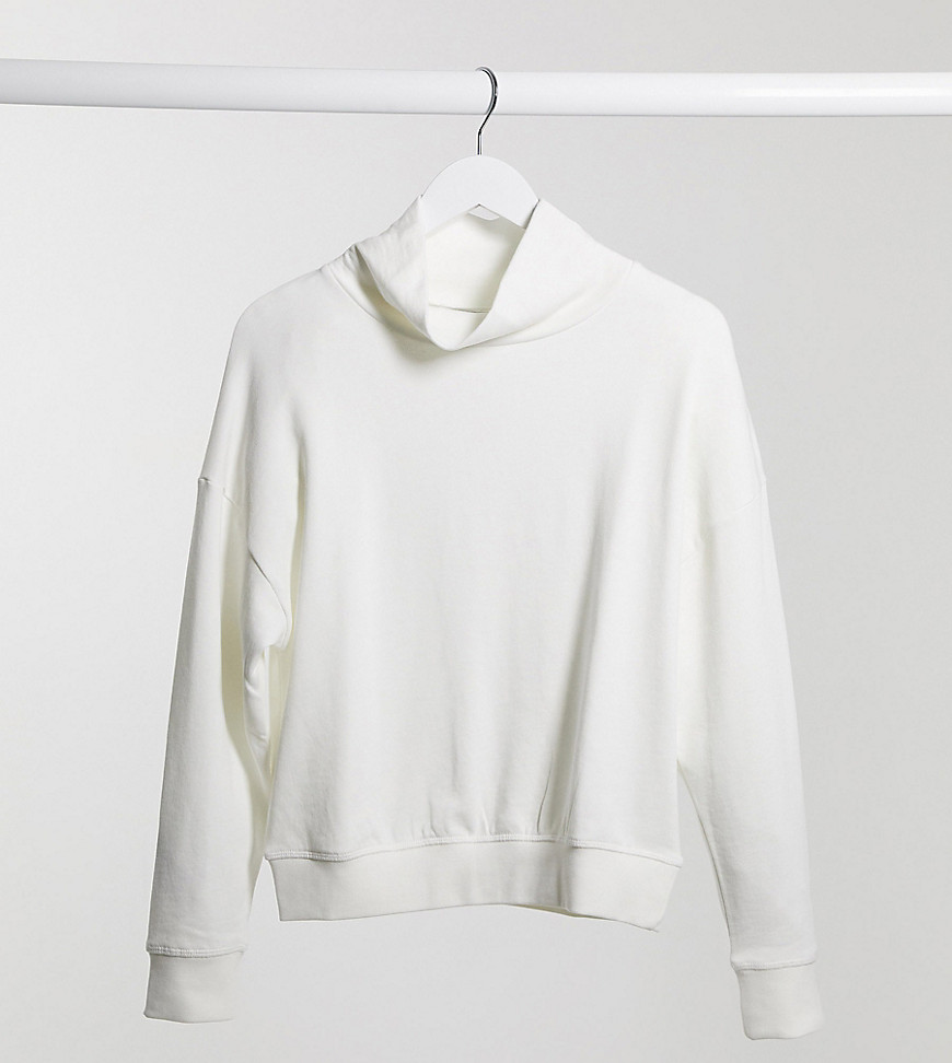 Lindex - MOM Karen - Offwhite lounge-sweatshirt med rullekrave i økologisk bomuldsfleece-Hvid