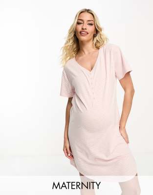 Chemise De Nuit Allaitement HUOQI Pour Femme - Robe Grossesse à Boutons - Manches Courtes - 100% Polyester