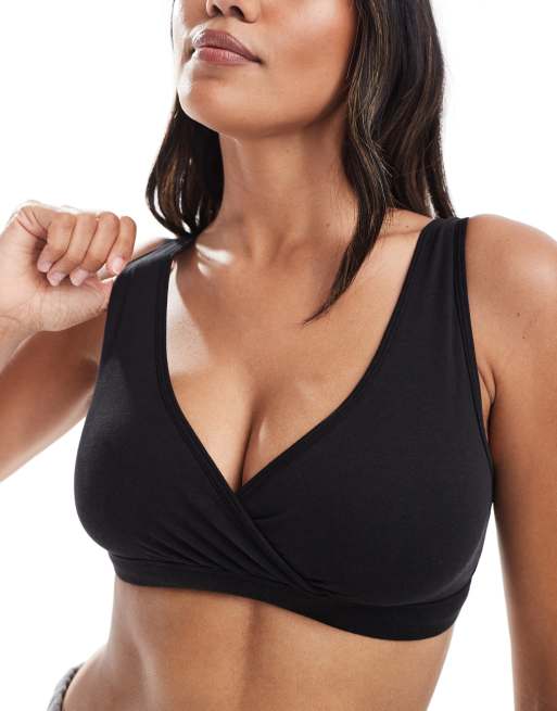 Lindex - Mom - Lot de 2 soutiens-gorge d'allaitement effet croisé - Noir et imprimé léopard, 3 de 4