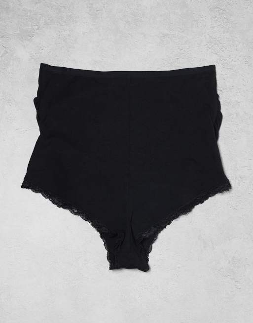 Lindex - MOM - Lot de 3 culottes brésiliennes de grossesse avec bords en dentelle - Noir/blanc, 3 de 3