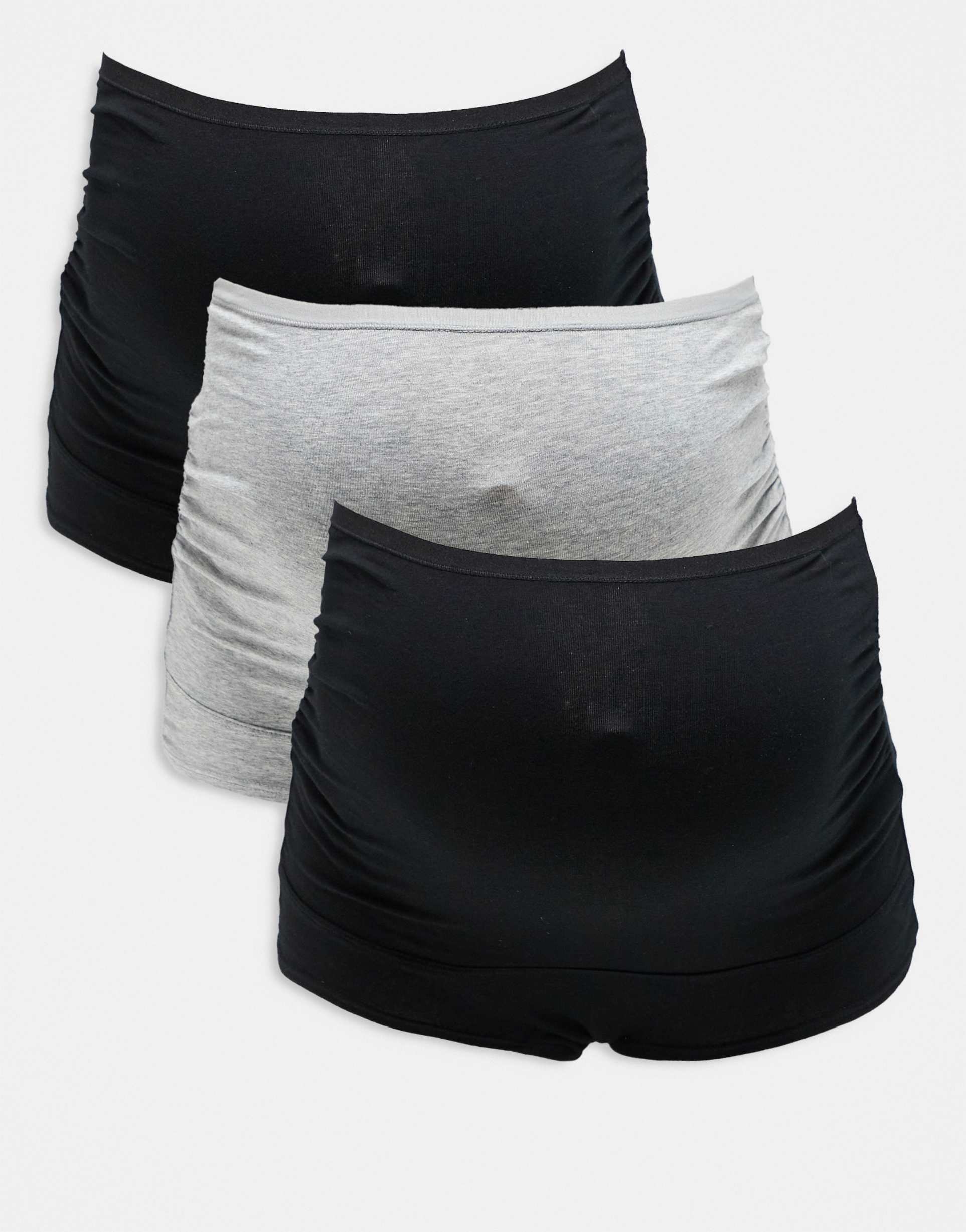 lindex mom maternity 3 pack brazilian briefs in black/gray