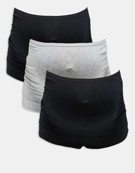 Lindex MOM Maternity 3 pack of brazilian briefs in black/grey - view 1