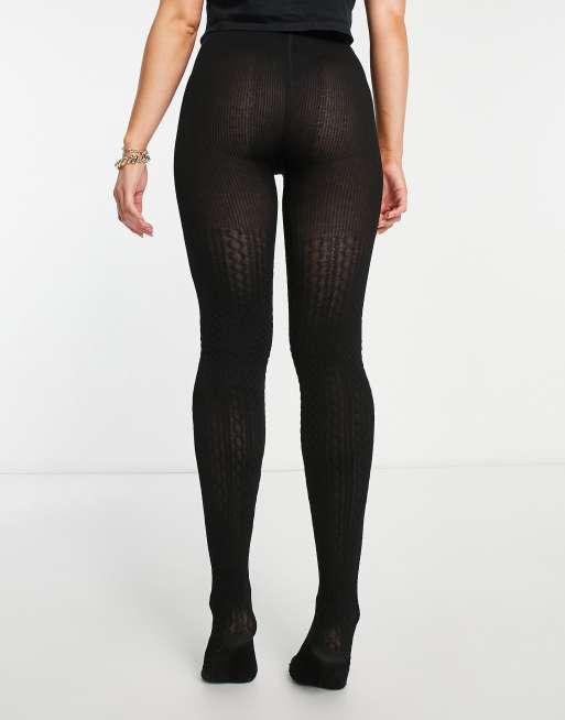 Buy Black Cable Knit Tights - XL | Tights | Tu