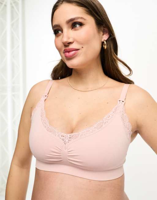 Lindex – MOM Maternity – Rosa och svart bh i seamless design med spets, 2-pack, 3 av 4