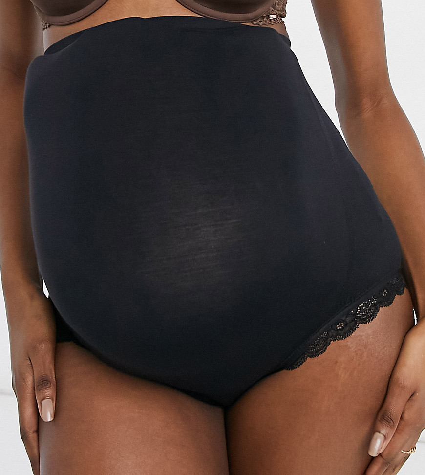 Lindex - Naadloze zwangerschapsonderbroek met hoge pasvorm en ondersteuning van geribbeld eco-modal in zwart