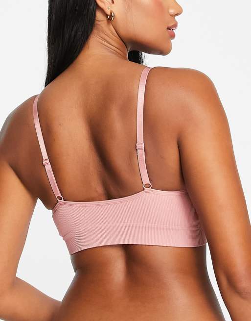 Lindex – Nahtloser, geformter Push-up-BH aus Polyamidmix mit Rippenstruktur  in Staubrosa - PINK