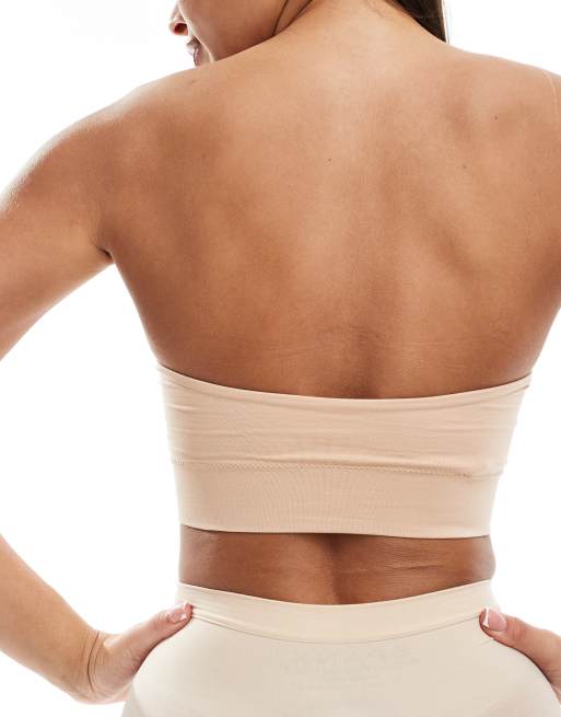 Lindex nahtloser trägerloser Bandeau-Soft-BH mit herausnehmbaren Polstern in Beige, 3 von 4