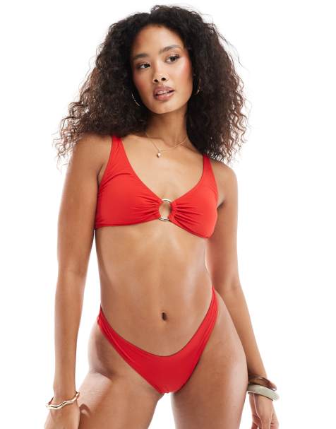 Lindex Naomi brazilian bikini bottom in red - view 1