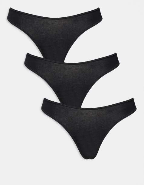Lindex Nellie 3 pack lingerie thong in black - view 1
