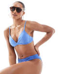 [Lindex] Lindex Nicola cross front bikini top in blue S BLUE