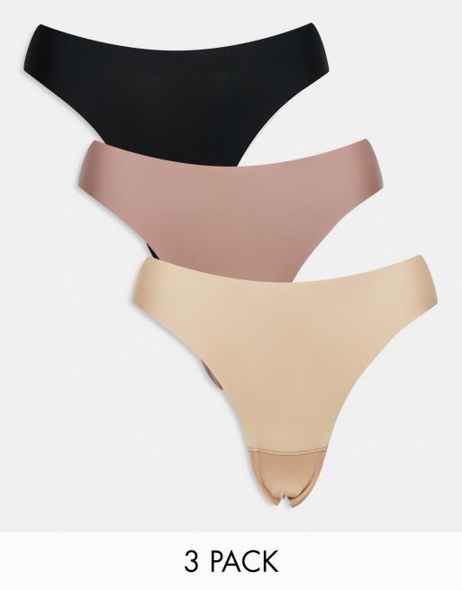 Lindex – Olikfärgade, osynliga stringtrosor med hög benskärning, 3-pack