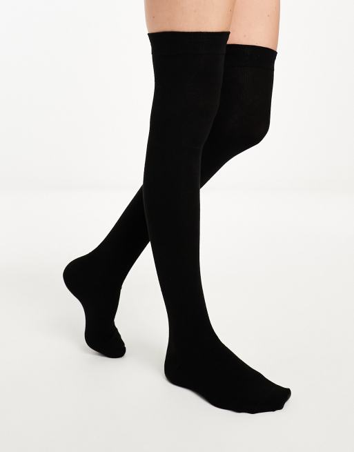 Lindex over the knee socks in black | ASOS