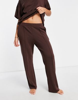 Lindex premium wool wide leg lounge trousers in brown - ASOS Price Checker