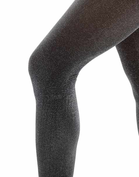Lindex - Panty van 40 denier met glitter in zilver - view 1
