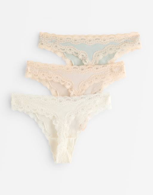 Lindex - Pastelfarvede G-strenge i bomuld med blondekant i pakke med 3 stks, 2 af 3