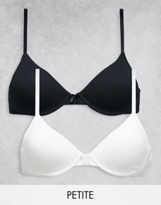 Lindex Petite 2-pack lightly padded T-shirt bra in black and white