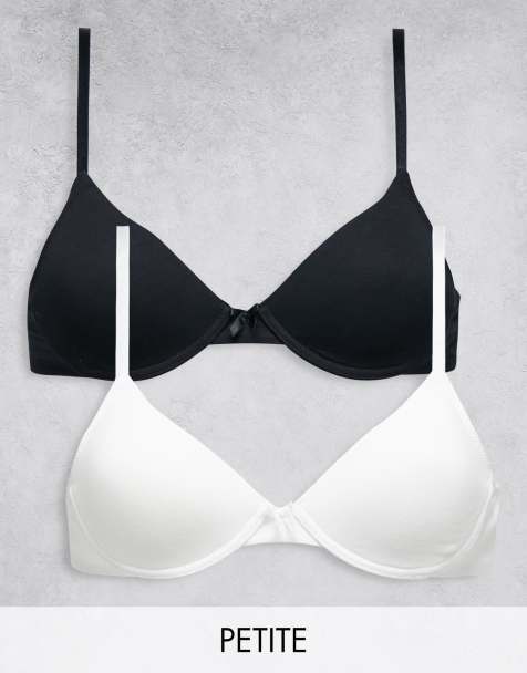 Lindex Petite 2-pack lightly padded T-shirt bras in black and white - view 1