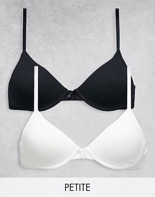 Lindex Petite 2-pack lightly padded T-shirt bras in black and white