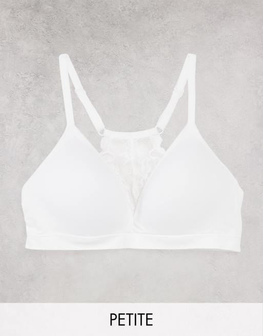 Lindex Petite - Reggiseno leggermente imbottito senza ferretto e senza cuciture con retro in pizzo bianco
