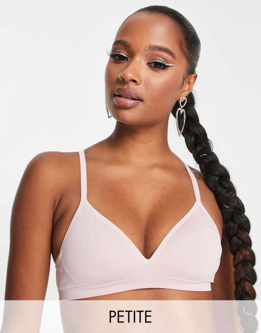 Lindex Petite seamless bralet with lace back detail in dusty pink 