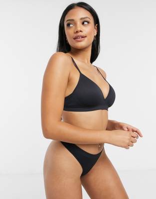 Lindex Petite Seamless Non Wired Lightly Padded Bra In Black