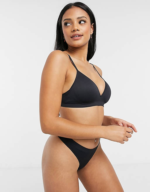 Lindex Petite seamless non-wired lightly padded bra in black