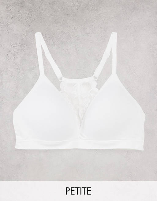 Lindex Petite seamless non wired lightly padded bra with lace back detail in white