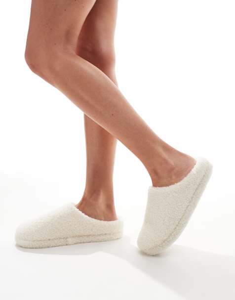 Lindex pile slipper in cream - view 1