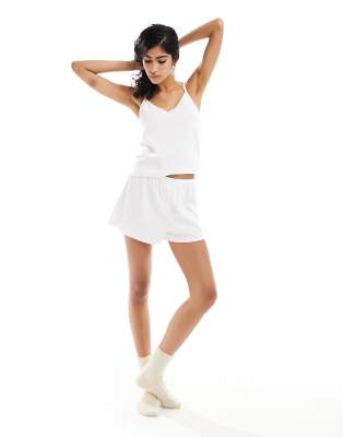 pointelle pajama tank top in white