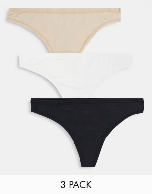 Lindex - Polly - Set van 3 strings van polyester in zwart, wit en beige - MULTI