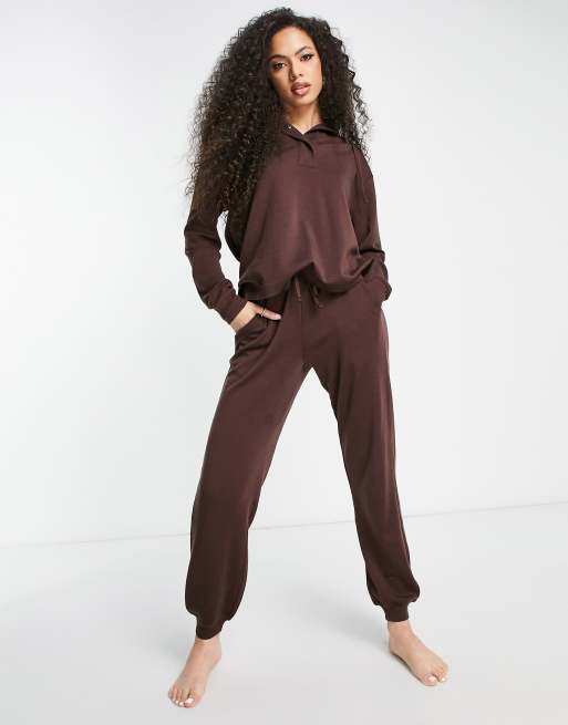 Lindex premium wool lounge joggers in brown