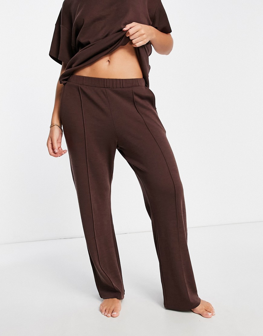 Lindex premium wool wide leg lounge trousers in brown