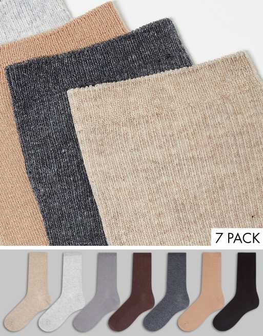 Lindex rib crew sock 7 pack in neutrals