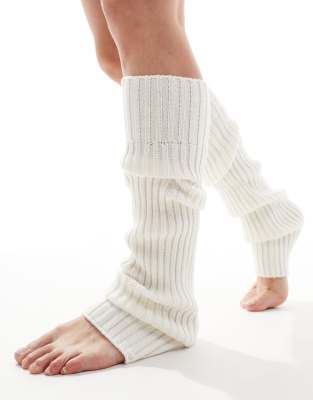 Lindex rib legwarmer in cream-White