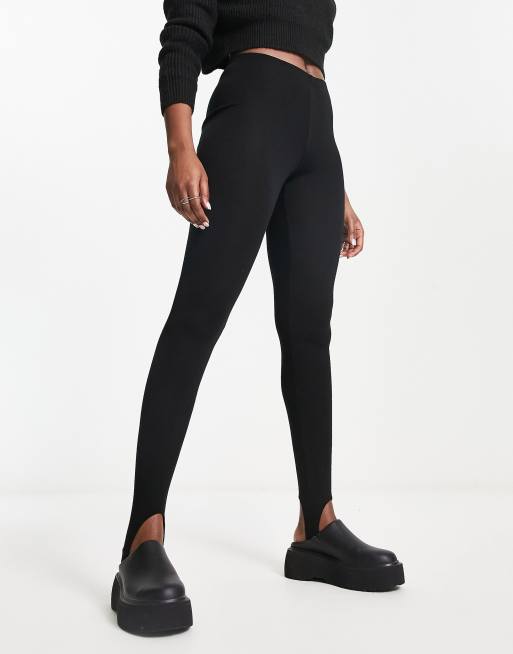 Lindex ribbed merino wool base layer leggings with stirrup detail