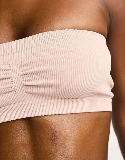 Lindex - Ribstrikket og sømløs beige bandeau-BH, 3 af 4