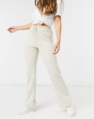 Lindex Rose brushed cotton lounge flare jogger in beige - ASOS Price Checker