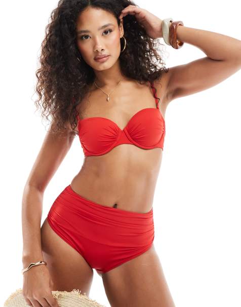 Lindex – Sara – Röd, formande bikiniunderdel med hög midja - view 1