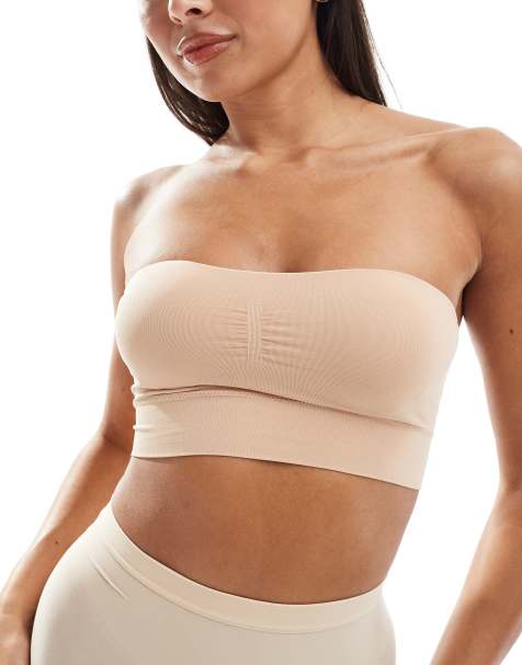 Lindex seamless bandeau soft bra with removable padding in beige - view 1