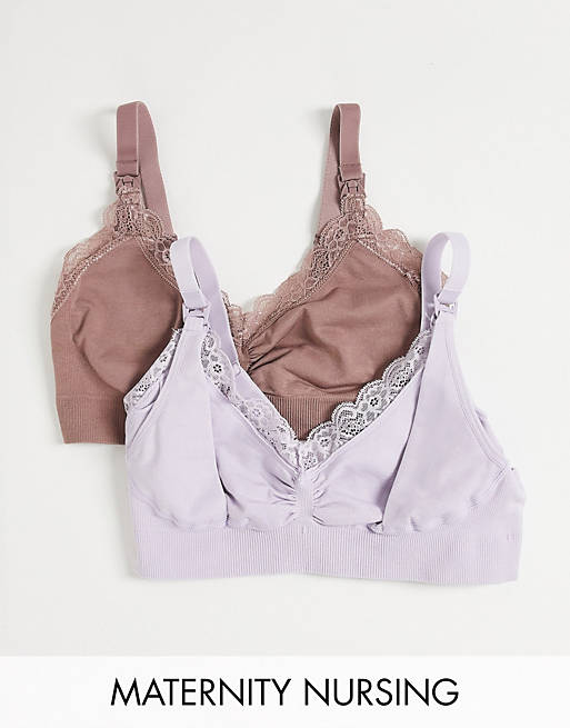 Lindex seamless nursing bra 2 pack in mauve and lilac