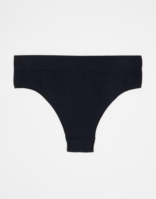 Lindex - Set van 3 naadloze geribbelde Braziliaanse slips met hoge taille in zwart, 3 van 4