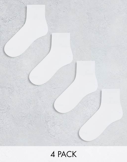 Lindex - Set van 4 geribbelde, enkellange sportsokken in wit